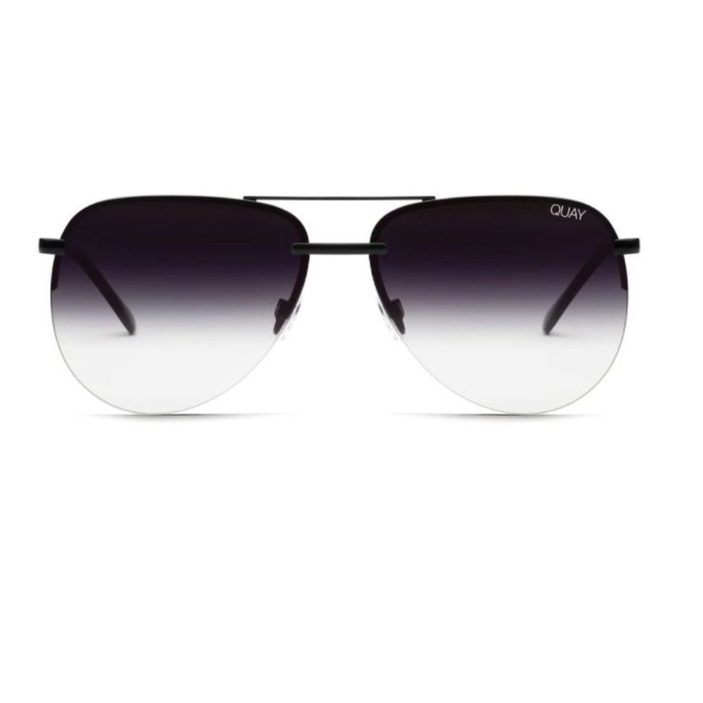 QUAY The Playa Aviator Sunglasses in Black/Fade
